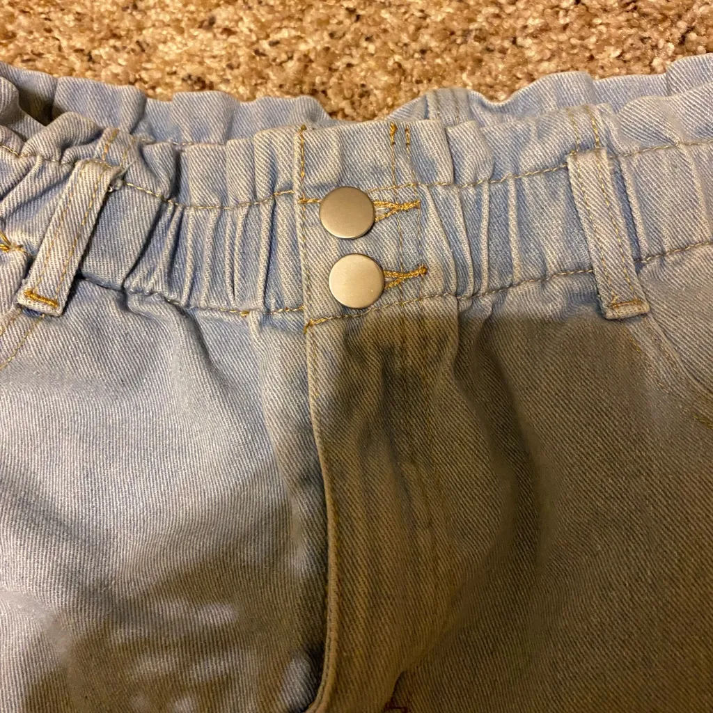 ❤️ Paperbag Waist Stretchy Waist Denim Blue Jean Shorts - Image 3