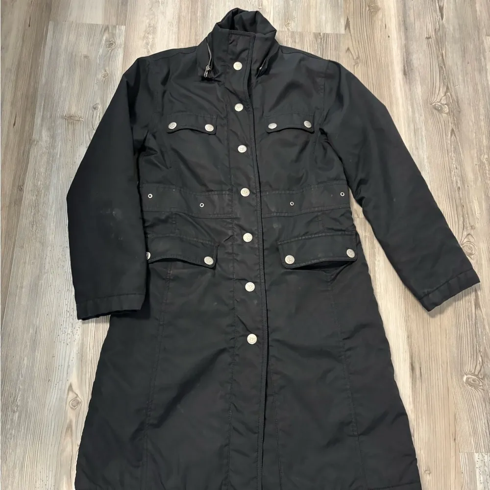 Dollhouse size medium black button-down coat missing Hood as shown in last pic - Image 6