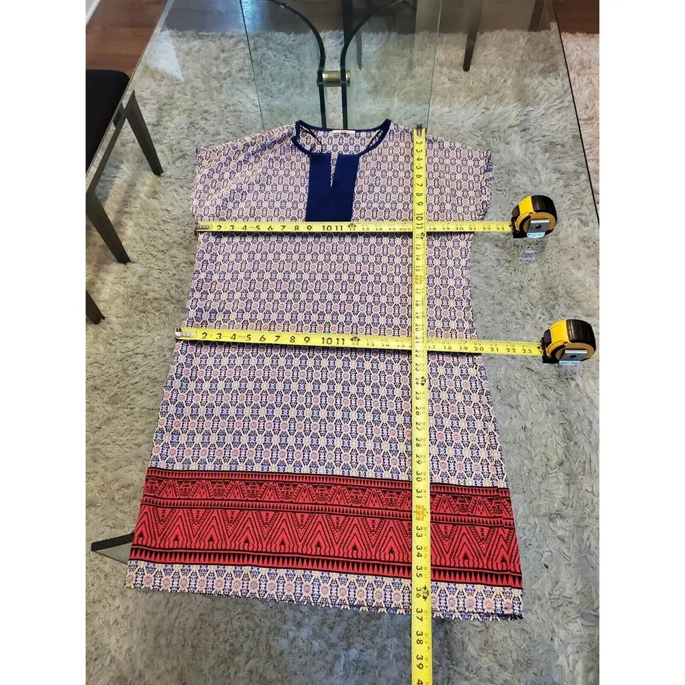 Pleione Womens Blue Polyester Short Sleeves Round Neck Knee Length Dress Size S - Image 7