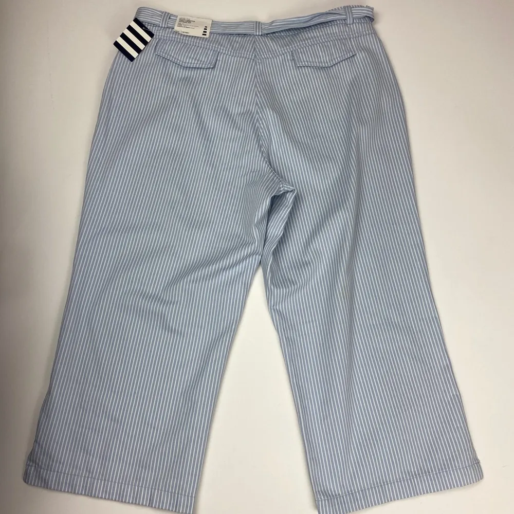Lands End Petite Cropped Twill Chino Pants Blue/White Women’s Size 16 NWT - Image 5
