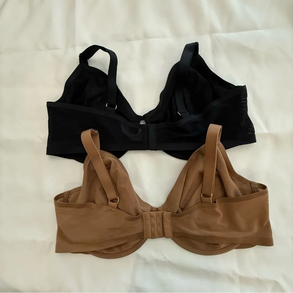 2 Auden Mesh Unlined Bras Size 42DDD‎ EUC Black & Tan - Image 2