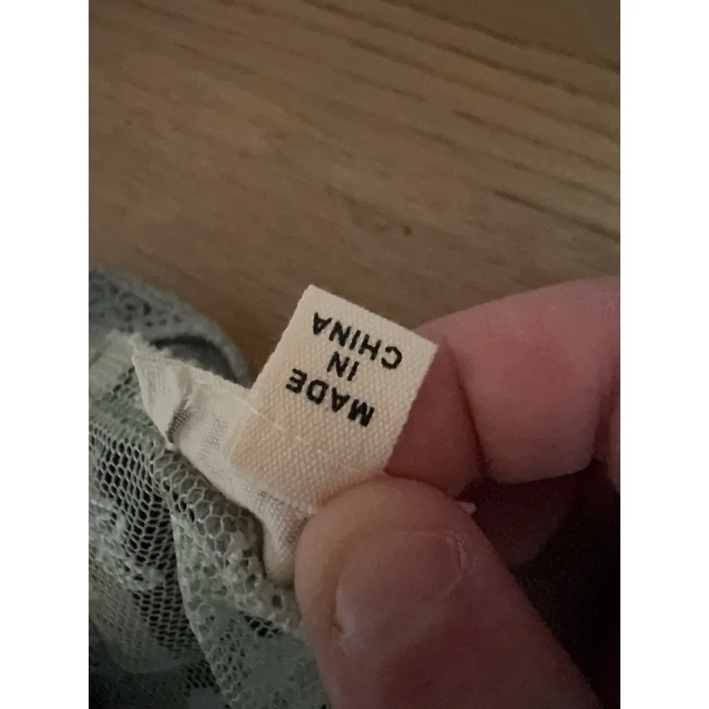 POL Anthropologie Women Sz Large Green Lace Lightweight Boho Open Front Cardigan - Image 8