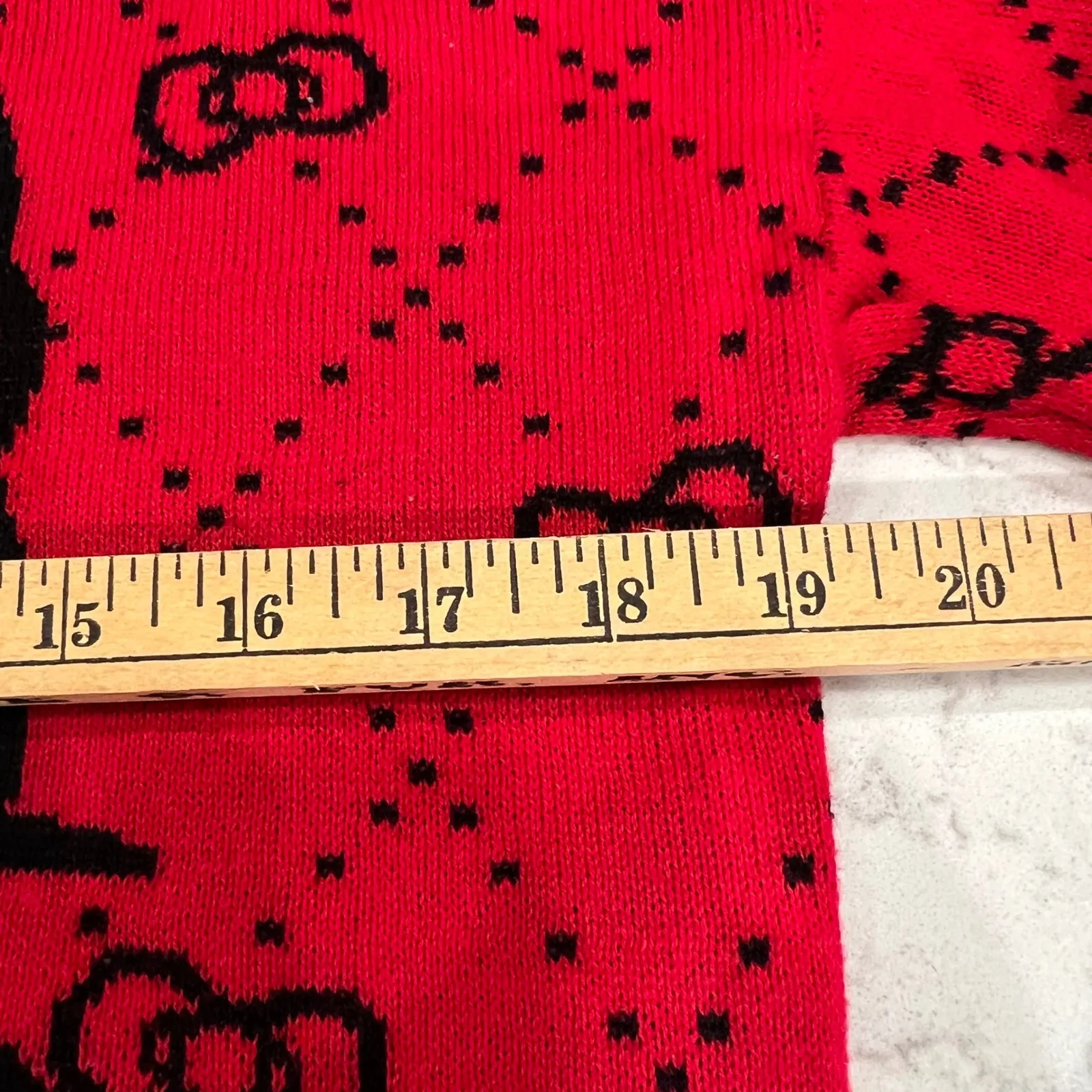 Hello Kitty Sweater Red‎ Bows Pattern Knit Graphic Top Small S Sanrio Red - Image 5
