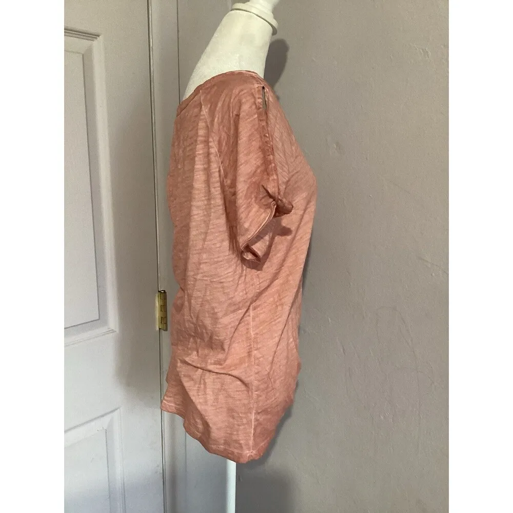 SANCTUARY Womens Pink Heather Cap Sleeve Crew Neck T-Shirt Size: S - Image 4