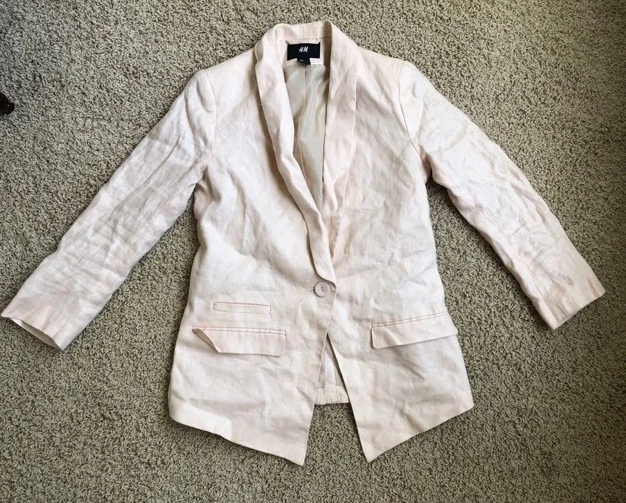 H&M Pale pink linen blazer Sz 6 - Image 2
