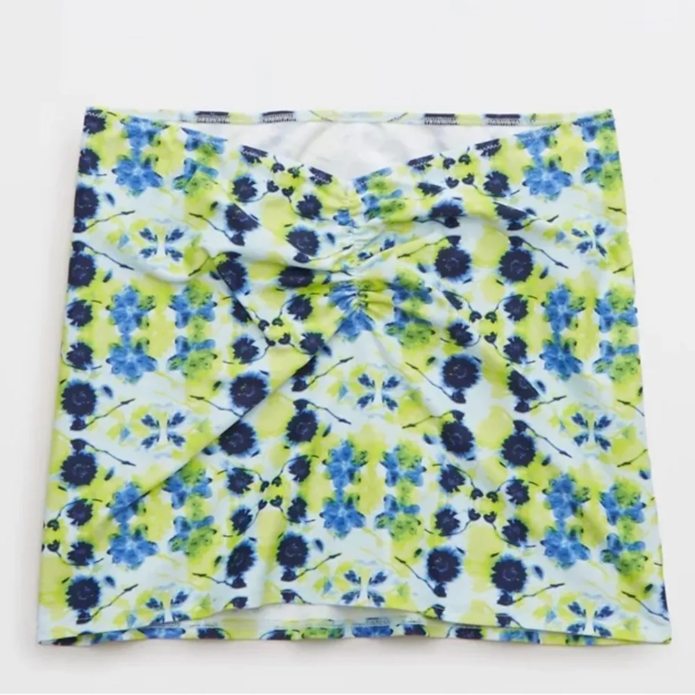 Aerie Ruched Swim Skirt NWT Floral Misty Sky - Image 4