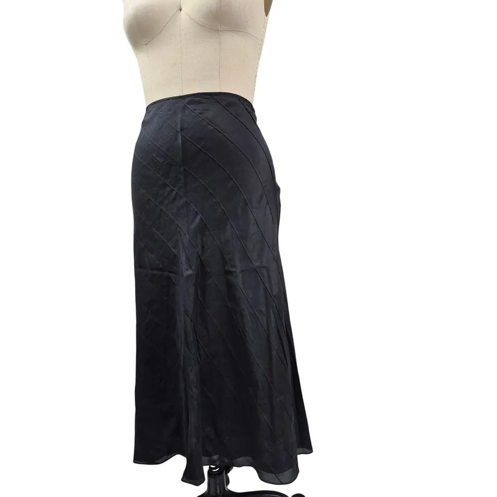Bias Cut Black Slip Skirt 100% Silk Fully Lined Side Zipper Sz XL 36" Waist - Image 2