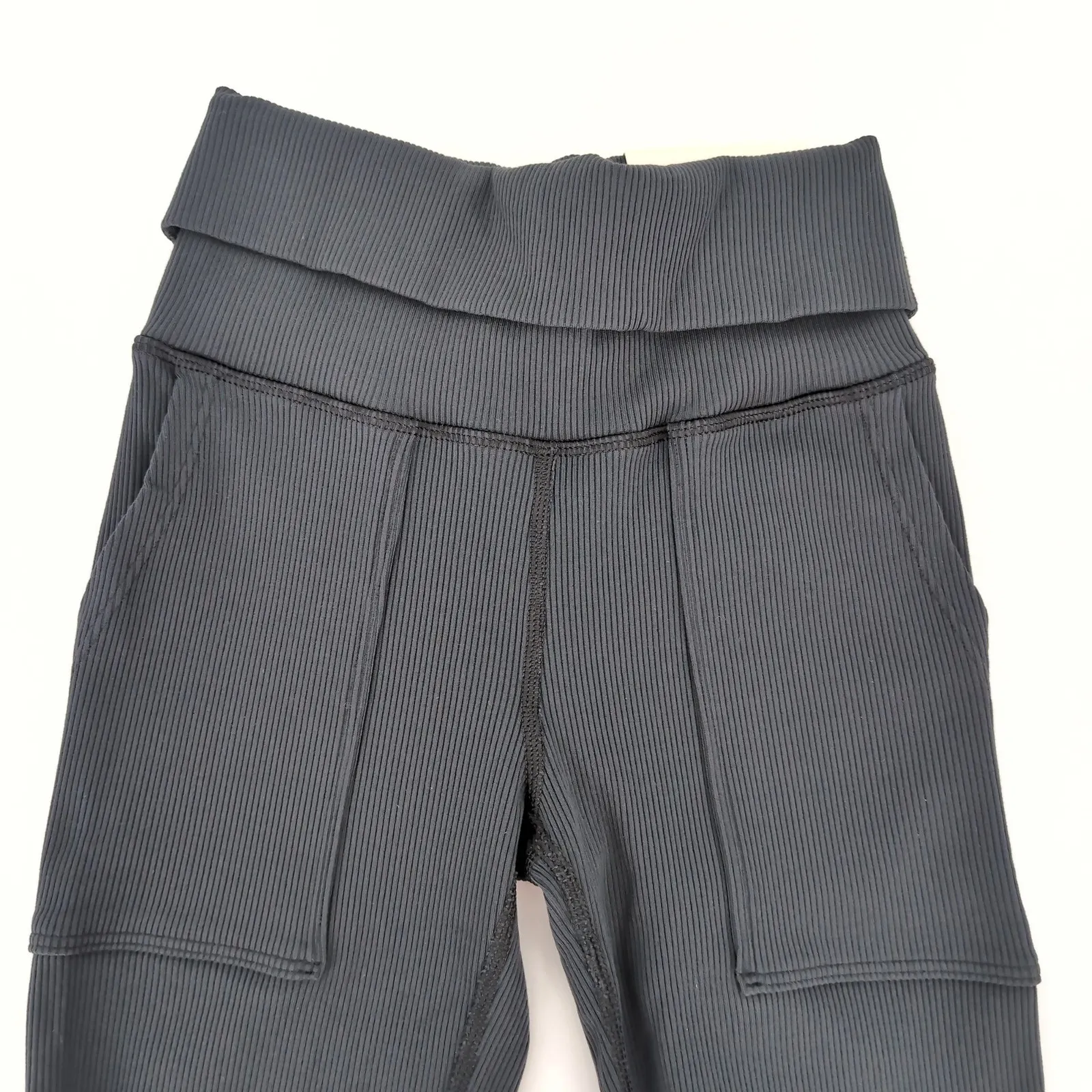 OFFLINE By Aerie Black Ribbed Pocket Foldover Flare Leggings - Image 4