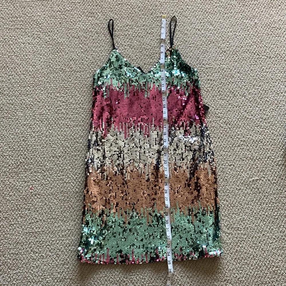 NEW Express Rainbow Multicolor Sequin Adjustable Party Dress ASO Josie Saltzman - Image 15