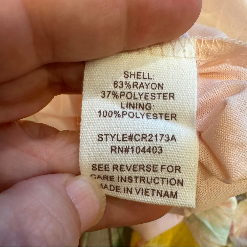 By The River Womens Floral Print Tiered Ruffle Maxi Dress Size L Yellow Pink GRE Size L - Image 6