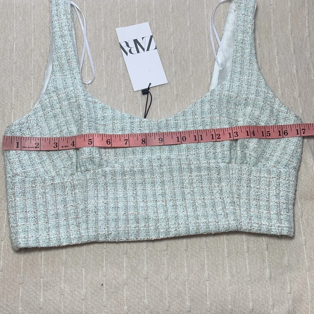 Zara textured corset top fully lined‎ side zipper Size L - Image 8