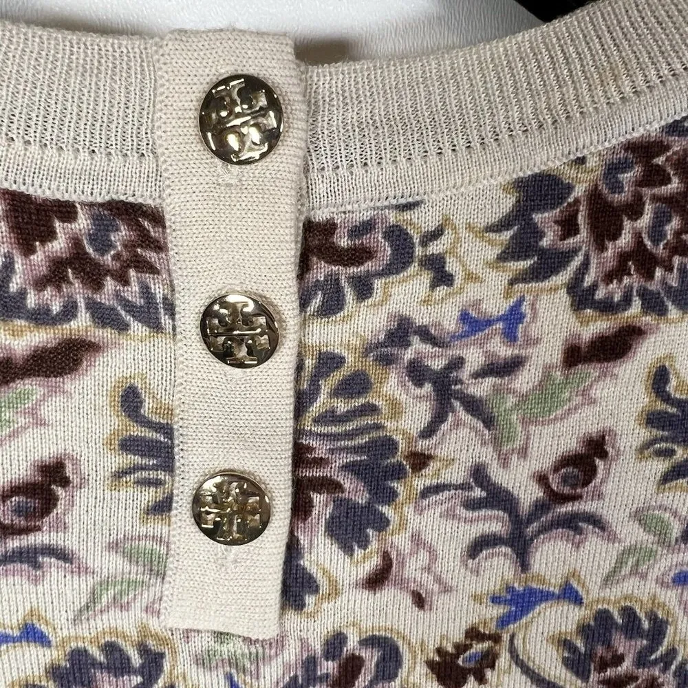 Tory Burch Floral Print Merino Wool Sweater Women’s Sz‎ Small Lightweight - Image 10