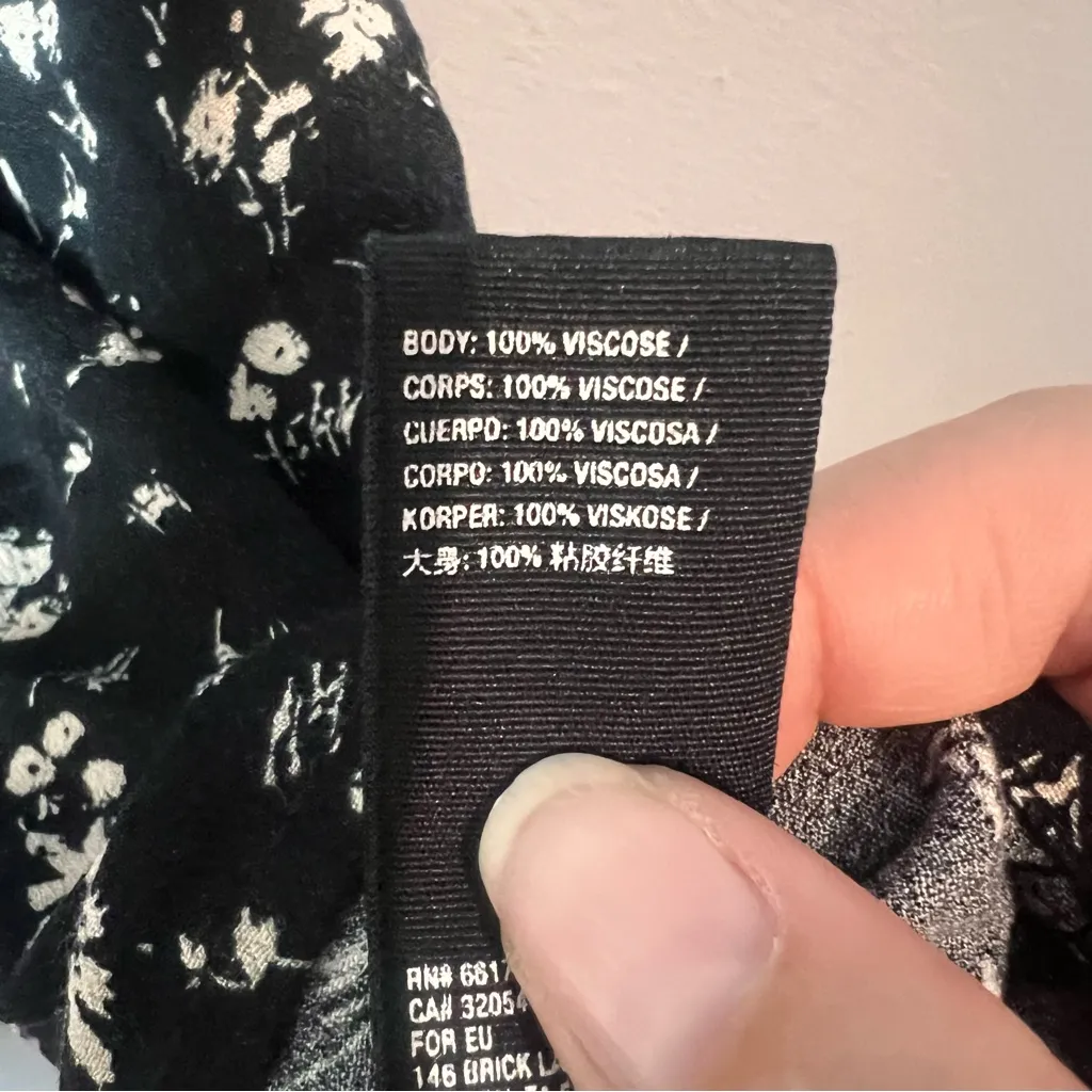 Free People Saturday Scooped Jumper Black White Dainty Floral Size Large - Image 7