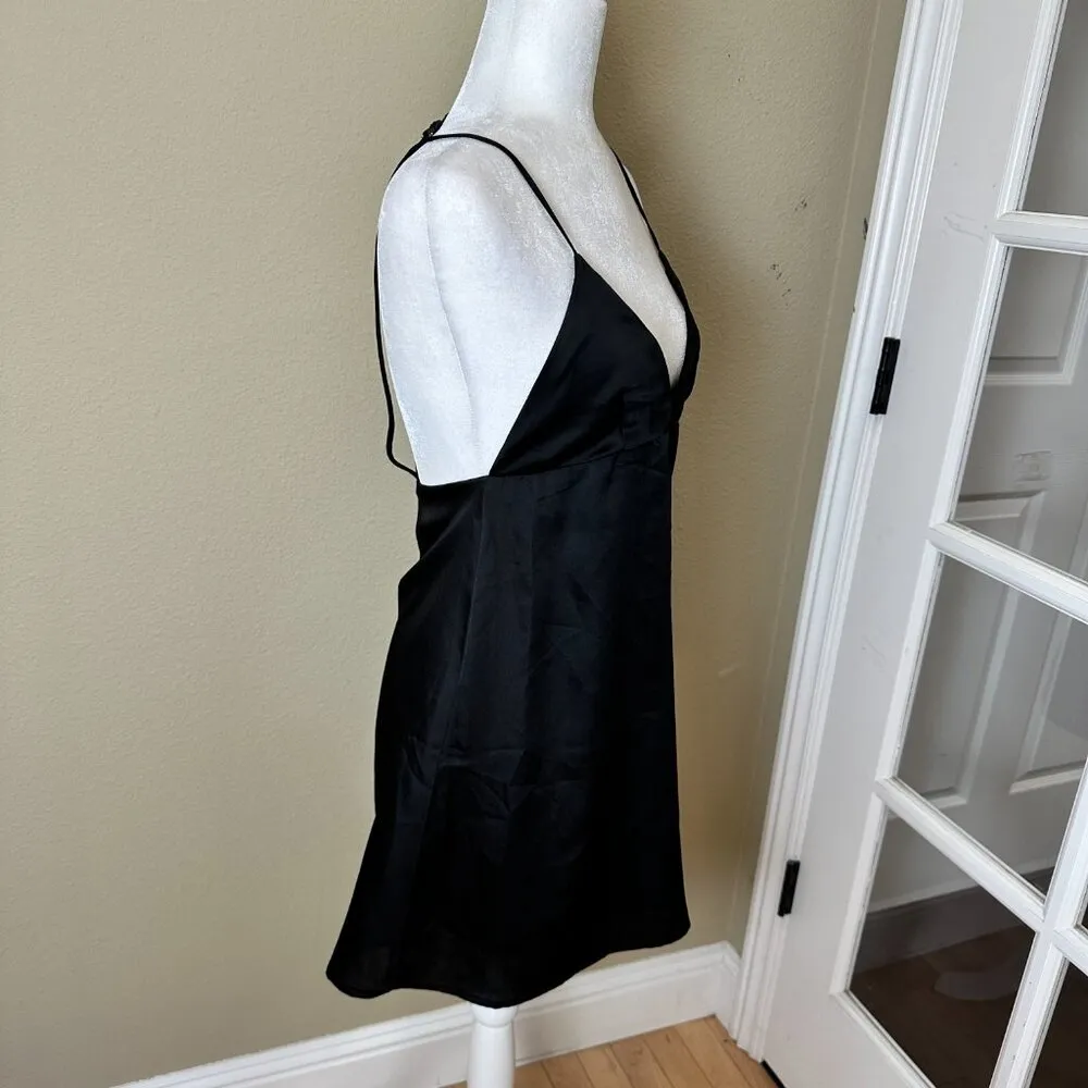SOLARIS STYLE Classic Strappy Satiny Little Black Dress Size Small - Image 7