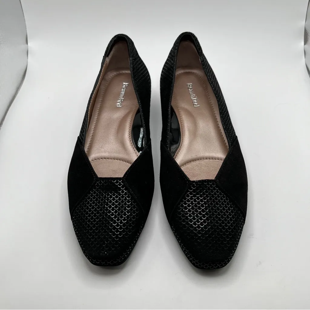 BeautiFeel Saoirse Black Shiny Scale Print Pump Flats Z3088 Size 36 EU US 5 - Image 3