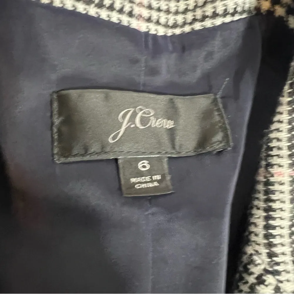 J. Crew Boyfriend Blazer Jacket Glen Plaid black white pink Sz 6 - Image 3