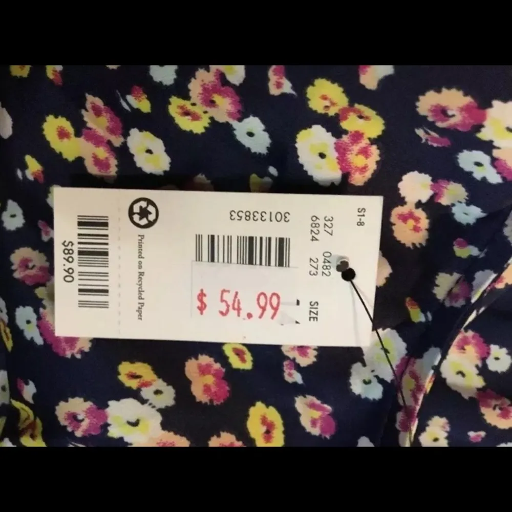 The Limited Navy Floral Bottom Tiered Dress Sz 14 - Image 12