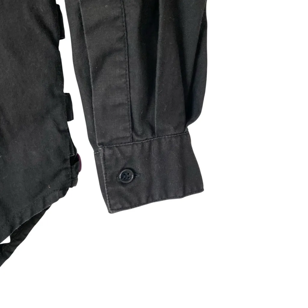 Vintage Yak Magik Woven Lattice Button Embellished Colorful Black Top Tunic - Image 5