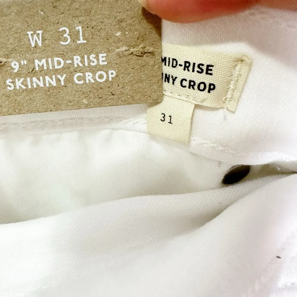 Madewell Womens Jeans 9" Mid-Rise Skinny Crop Denim Pure White Size 31 NEW - Image 7