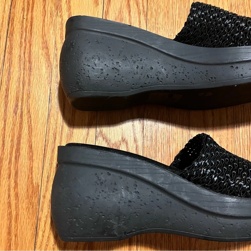 Vintage 90s Lee Dungarees Cisco Open Toe Slip on Platform Heel Wedges - Image 6