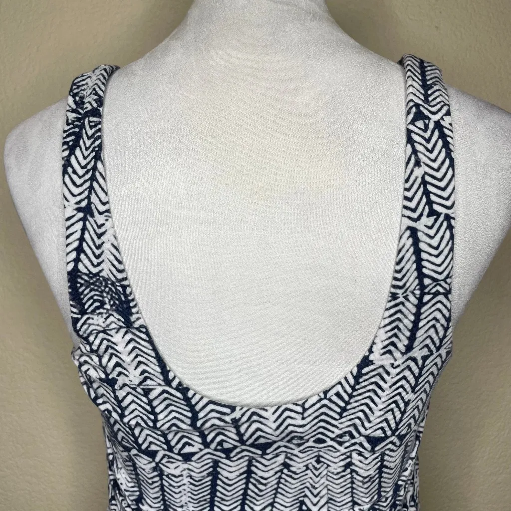 Black and White Botanical Print Sleeveless Ruched Body Slim Dress XS - Image 4