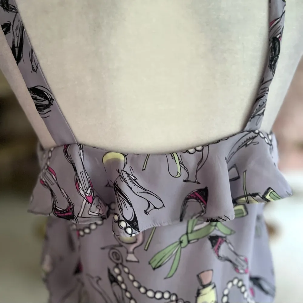 LC Lauren Conrad Top Lavender Peplum Novelty Status Print Sleeveless S Chic Mod - Image 9
