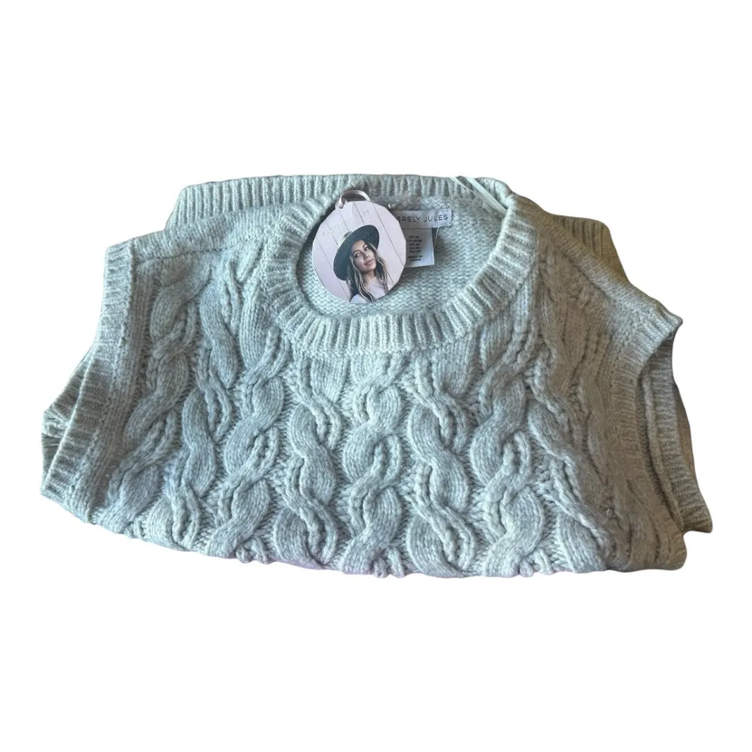 Sincerely Jules women’s size medium cream cable-knit turtleneck sweater vest nwt - Image 4