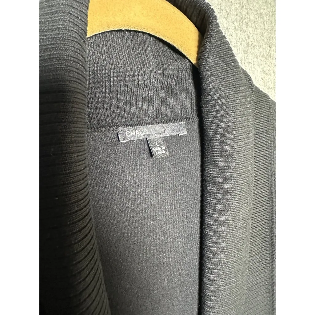 Chaus Large Womens Cropped Cardigan Sweater Shrug Black Open Short Sleeve - Image 4