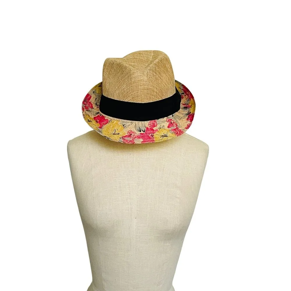 Caribbean Joe Floral Straw Fedora Beach Hat - Image 3