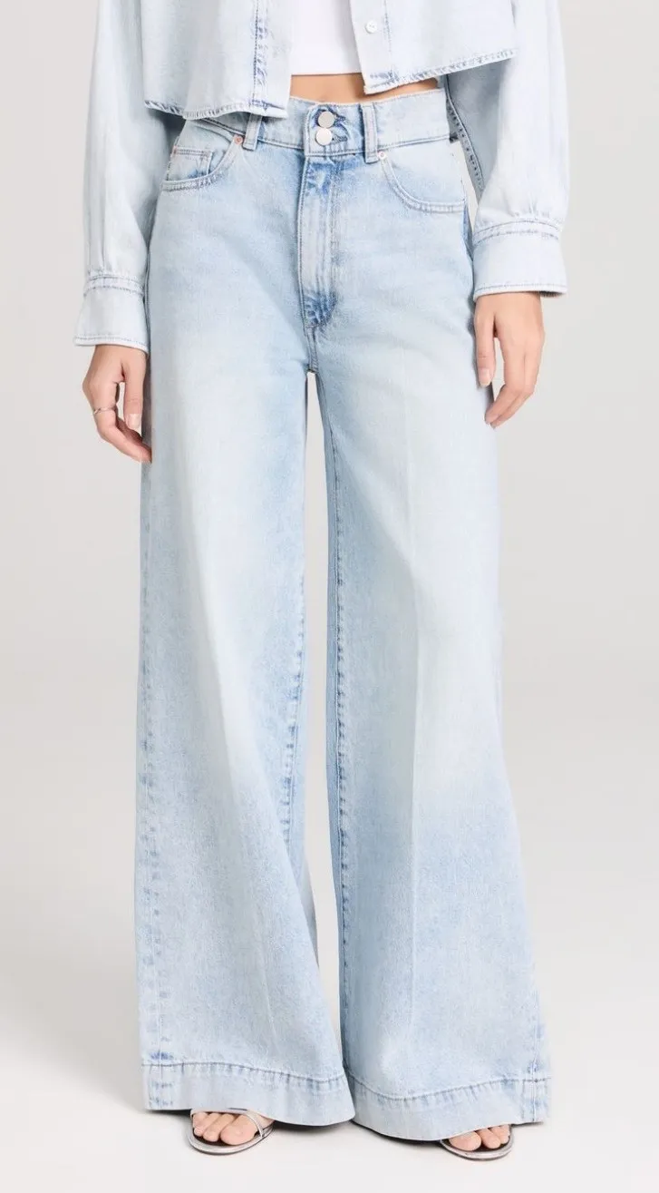 DL1961 Hepburn Wide Leg High Rise Jeans Size 23 Light Wash Denim - Image 1