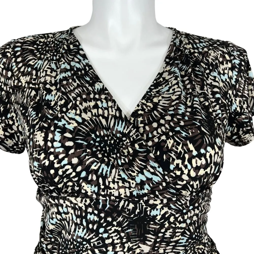 Relativity Womens Blouse Top Floral Print Ruched Sides Short Sleeve Pullover XL - Image 5