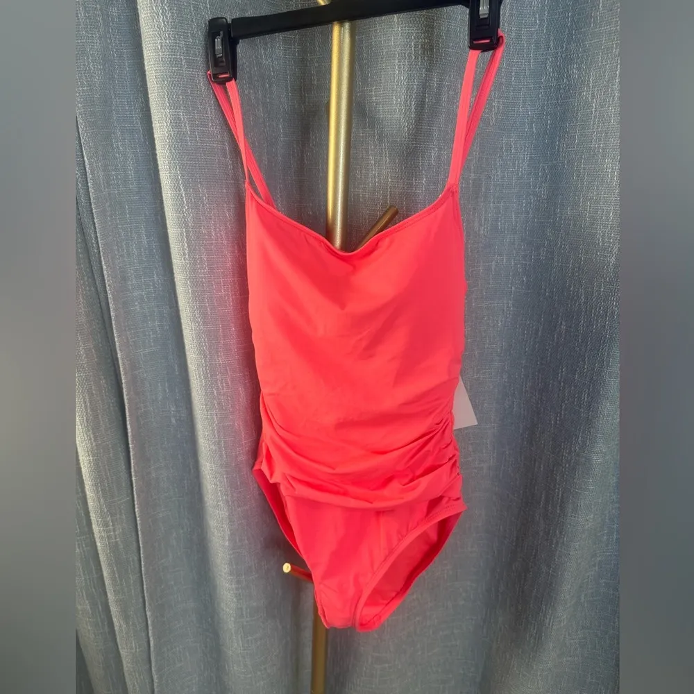 La Blanca Size 10 island Goddess Rouched in bright pink One Piece Swimsuit NWT - Image 3
