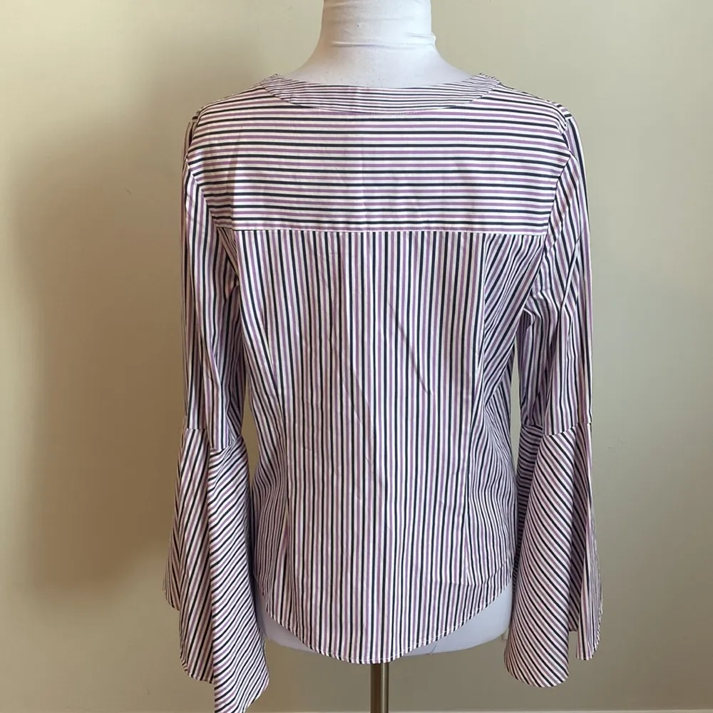 Milly Michelle Bell Sleeve Striped Shirting Button Down - Image 4