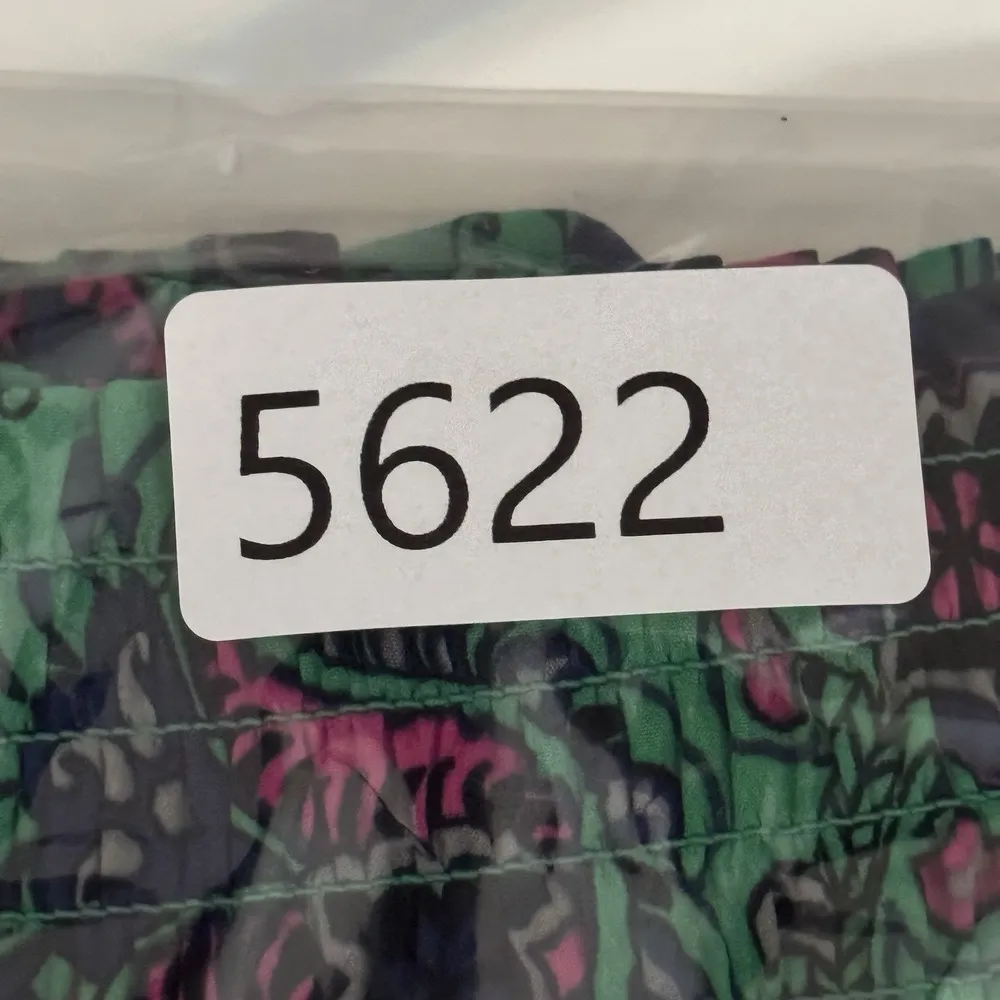 Aerie Pants Womens Medium Green Pink Paisley Satin Jogger Casual Preppy Colorful - Image 9