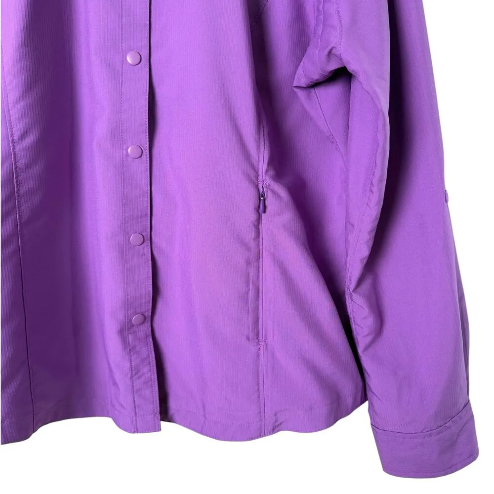 Duluth Trading Co Snap Front Shirt Long Sleeve Vented CoolPlus Outdoors Purple L Size L - Image 5