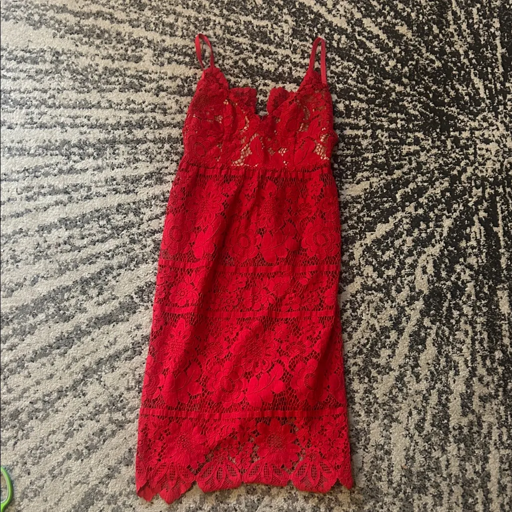 For love and lemons Gianna red lace midi dress size S - Image 2
