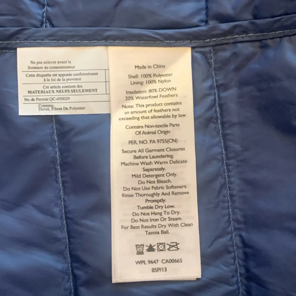 Eddie Bauer Medium Watercolor Tye-dye Blue Pink White 80% Down Vest Full Zip - Image 6