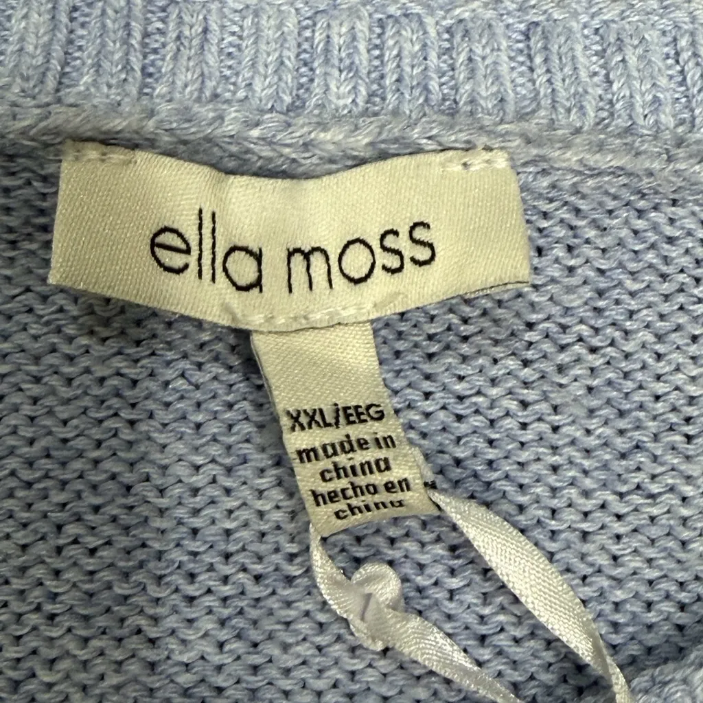 💙🤍 Ella Moss Women’s Blue Striped Pullover Sweater – Size XXL – NWT 🤍💙 - Image 4