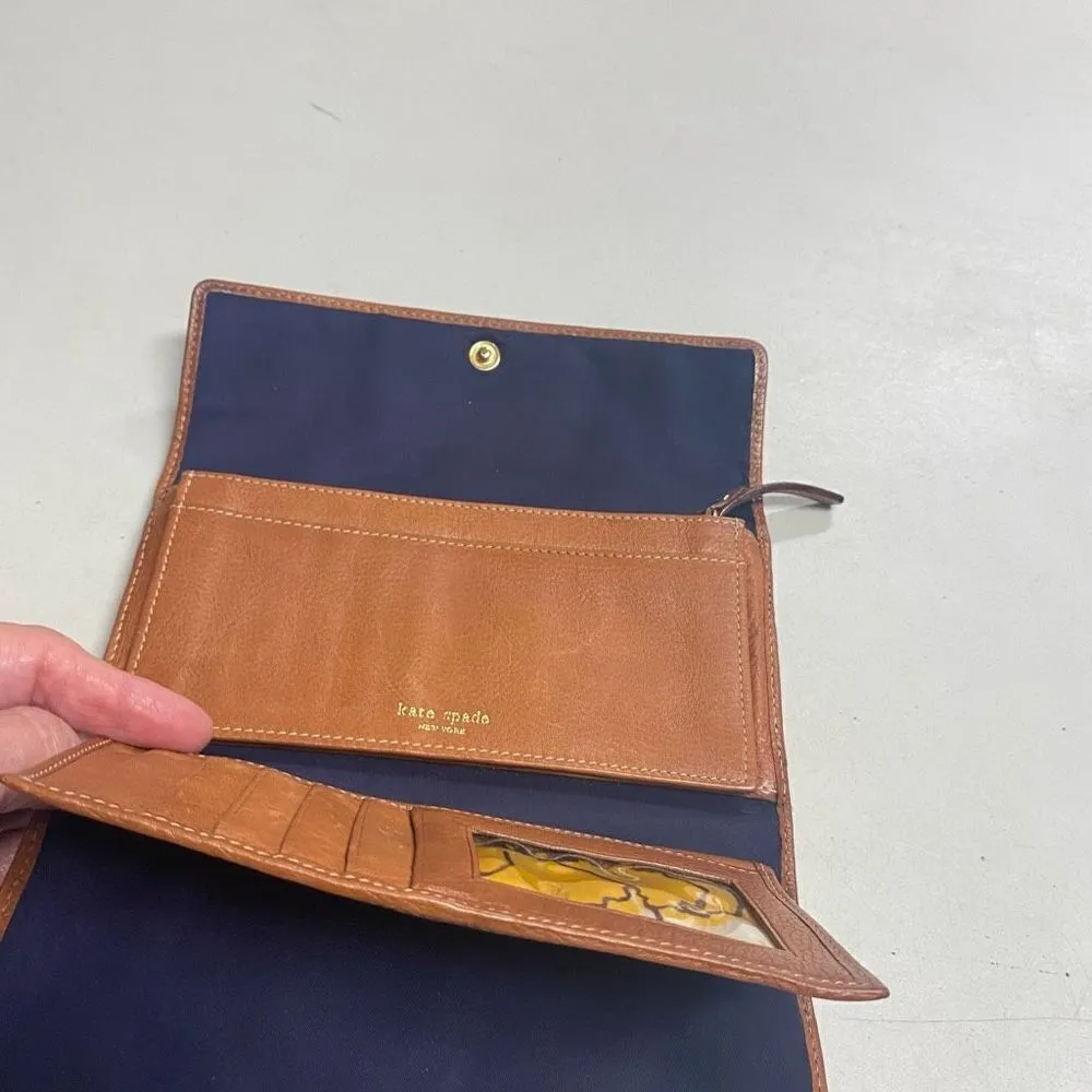 KATE SPADE Women’s Wallet P091 Blue Tan Yellow 4X7.5 With Checkbook Holder - Image 10