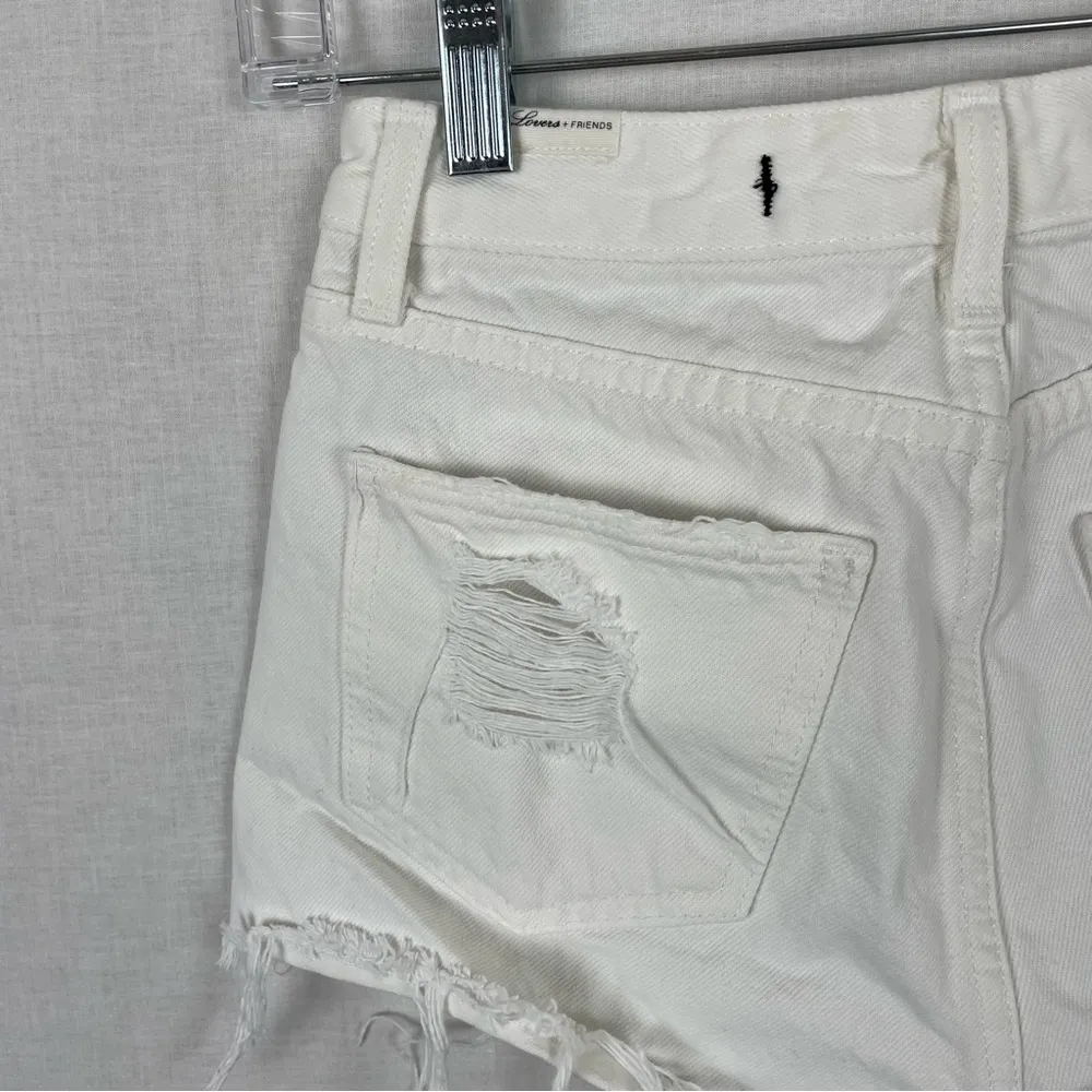 Lovers and Friends Revolve High Rise White Distressed Jack Short - Image 4