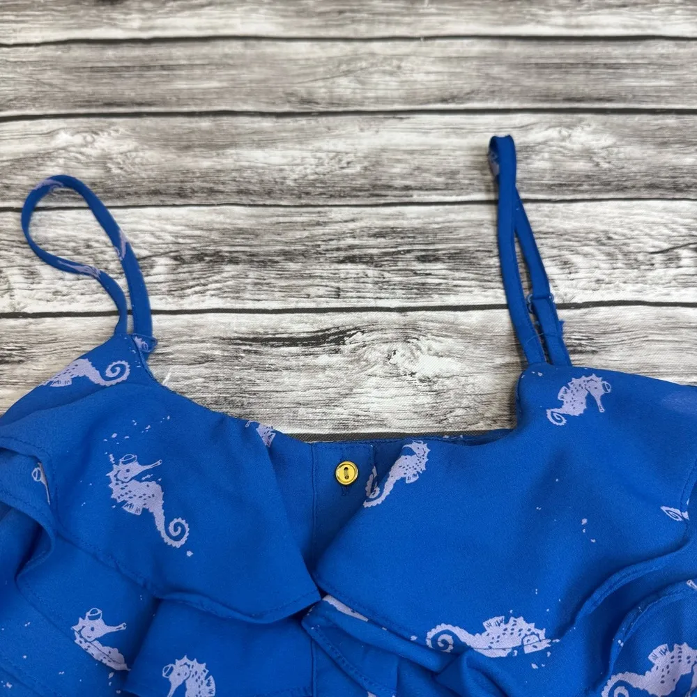 L'Amour Nanette Lepore Women's Seahorse Romper Blue White S SM Small Camisole - Image 3