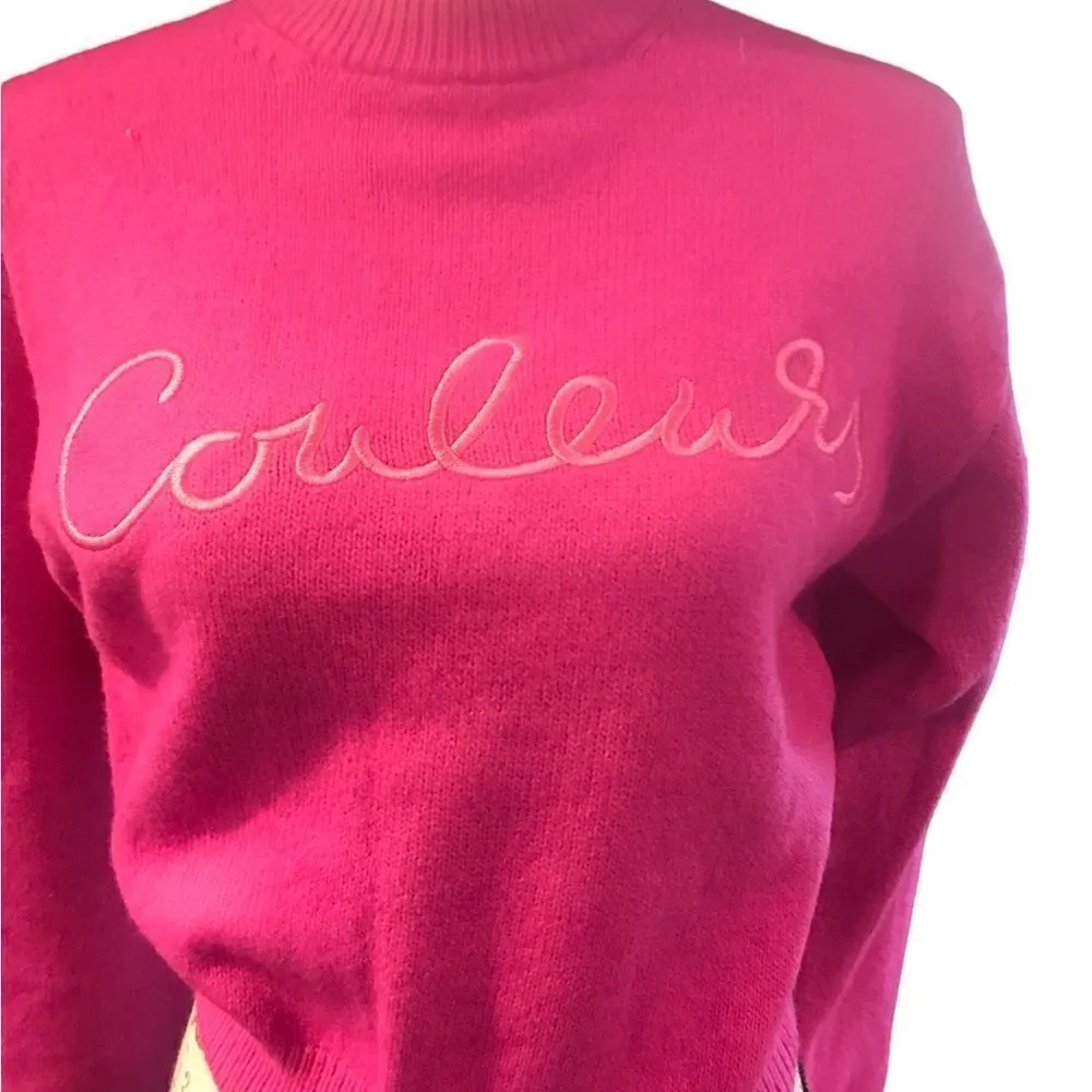 H&M Embroidery Couleurs Pink Long Sleeve Sweater XS - Image 5
