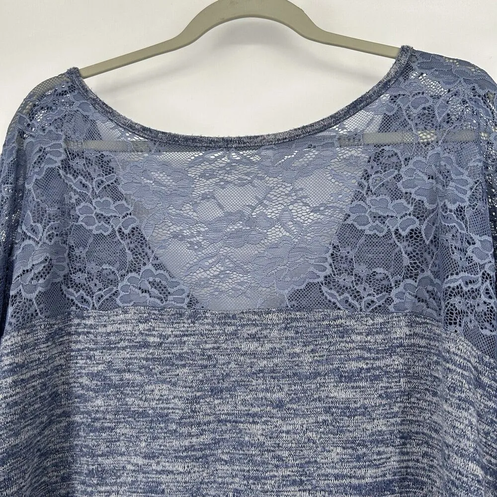 Torrid Super Soft Plush Knit Top Blue Lace Yoke 3/4 Sleeves Casual Size 5X - Image 8
