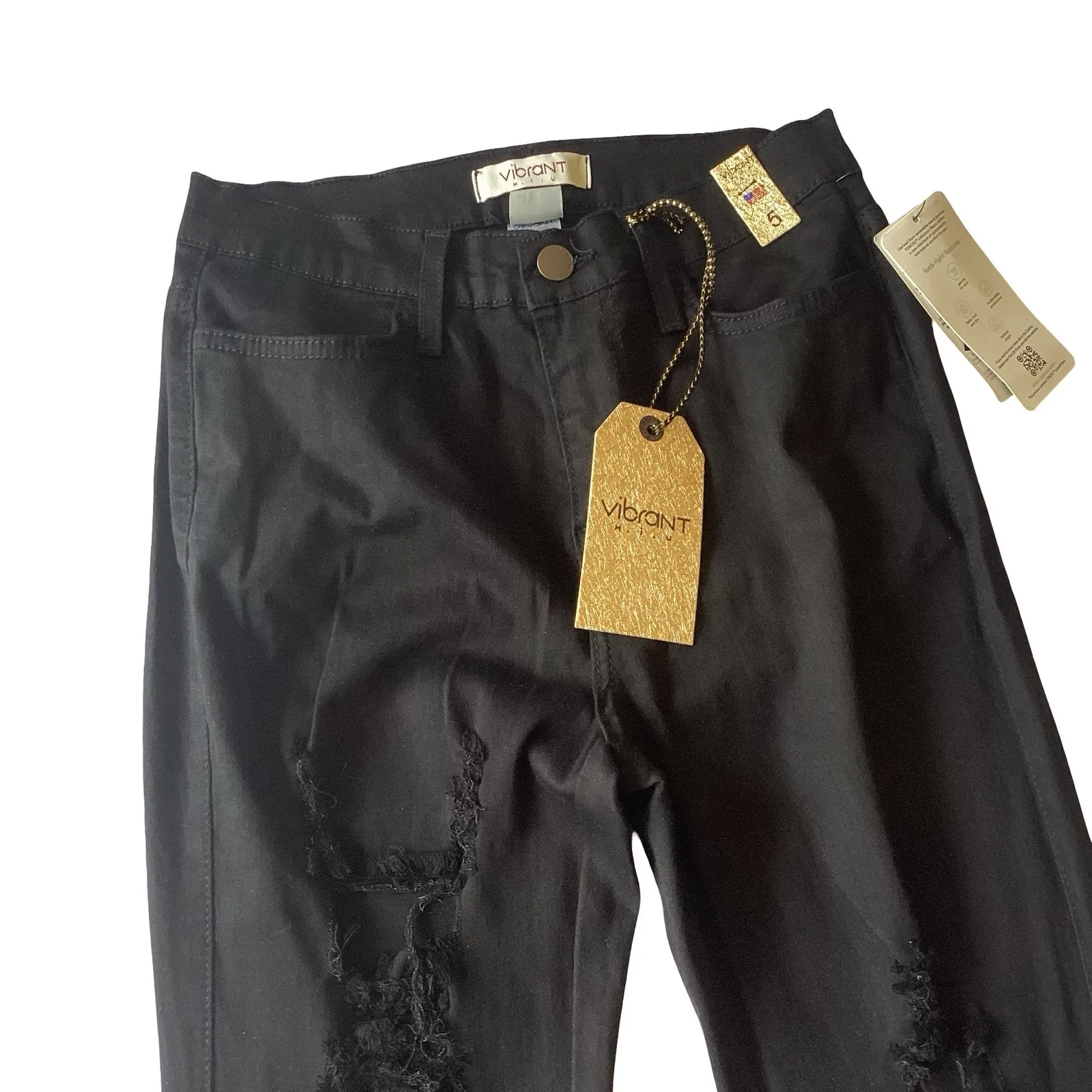 Vibrant Miu Raw Edges Skinny Jeans Black Size undefined - Image 7