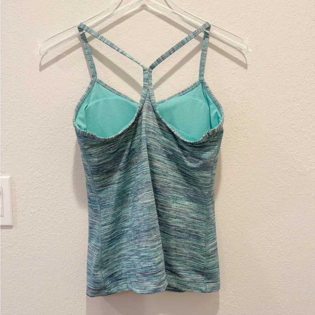 LULULEMON Power Y Tank Top in Space Dye Camo Alberta Lake‎ Fresh Teal size 8 - Image 2