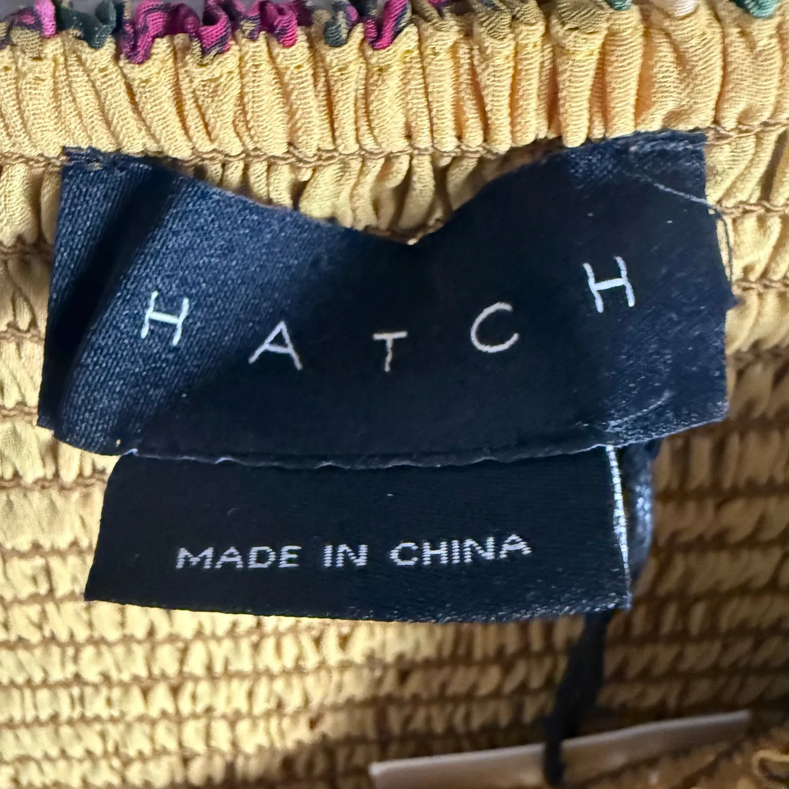 Hatch Maternity Freya Ochre Multicolor Floral Smocked Long Sleeve Dress Size S Yellow - Image 13