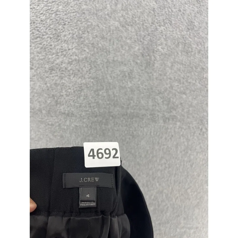 J.Crew Women's A Line Skirt Solid Black Ruffle Trim Size 4 Lined Knee Length - Image 5