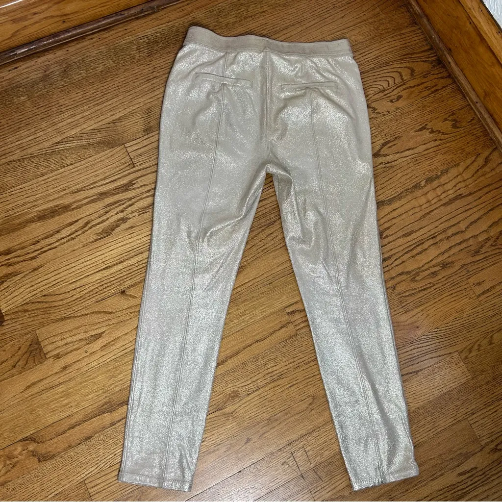 Free People | Taupe Metallic Faux Suede Leggings Stretchy Festive Size 29 - Image 8