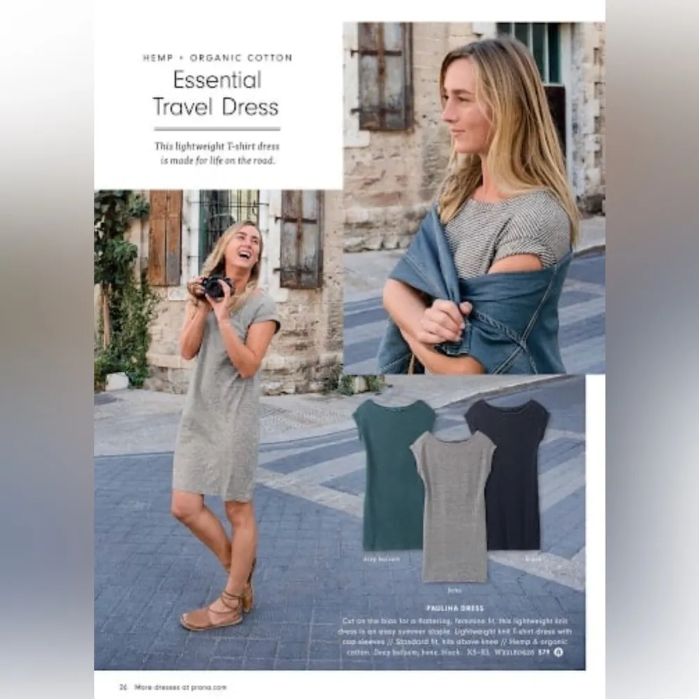 prAna Paulina Hemp Organic Cotton Essential Travel Lightweight T-Shirt Dress L - Image 2