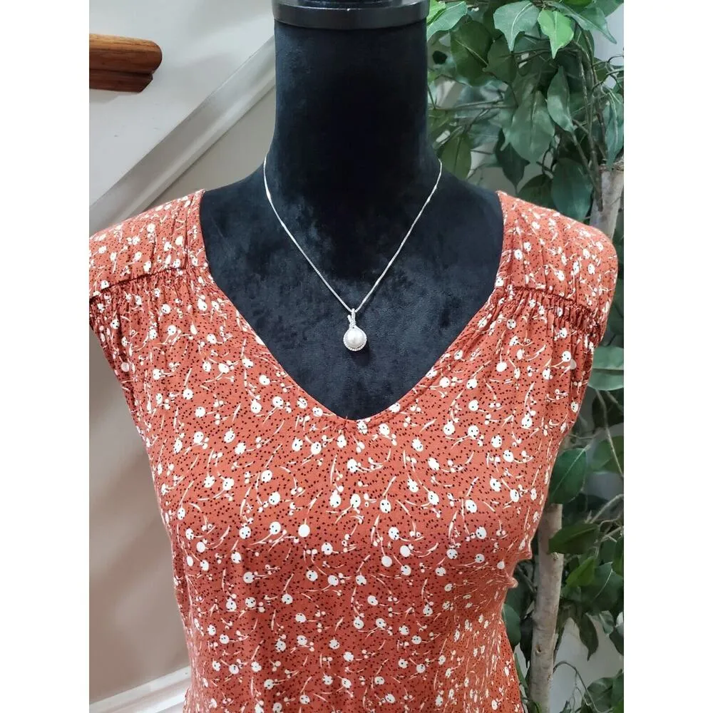True Craft Women Orange Polka Dot 100% Rayon V Neck Sleeveless Top Shirt Size 3X - Image 11